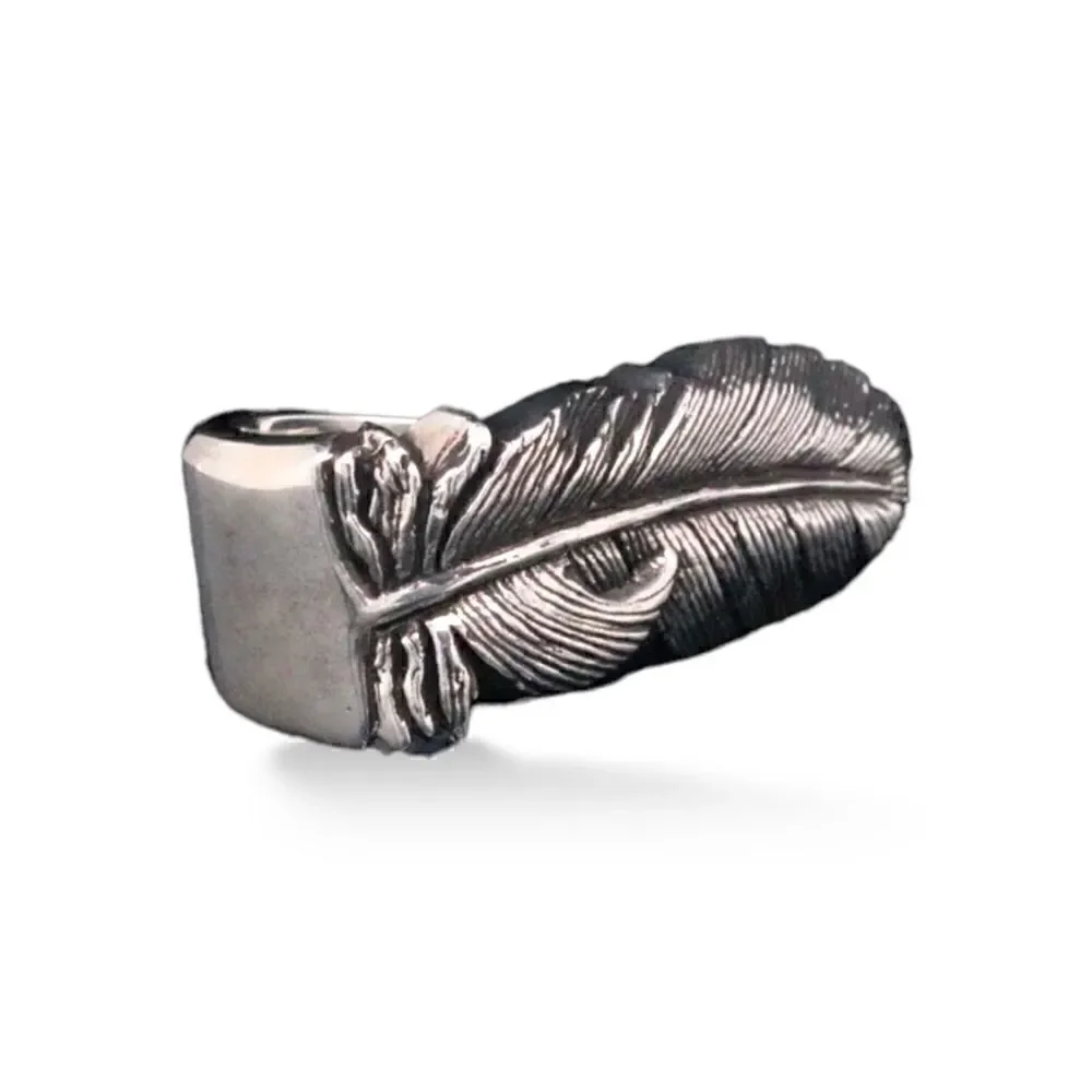 King Baby Solid Sterling Silver Raven Feather Ring